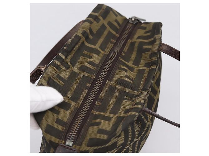 Borsa a Mano FENDI Zucca Canvas Nero Marrone Auth 200235 - vista 6