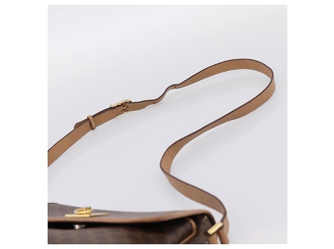 Céline Borsa a tracolla CELINE Macadam Canvas PVC Leather Brown Gold Auth ka5899 Marrone D'oro - vista 8