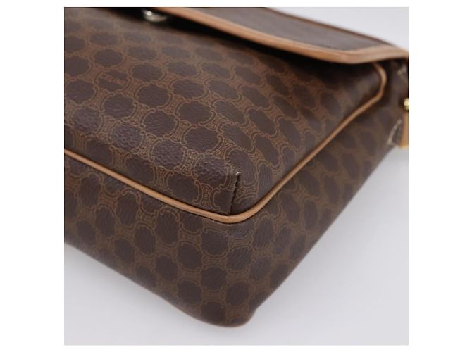 Céline Borsa a tracolla CELINE Macadam Canvas PVC Leather Brown Gold Auth ka5899 Marrone D'oro - vista 9