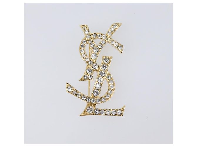 SAINT LAURENT Spilla Cassandra metal Gold Auth yk20754M D'oro - vista 2