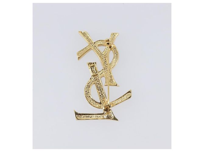 SAINT LAURENT Spilla Cassandra metal Gold Auth yk20754M D'oro - vista 7