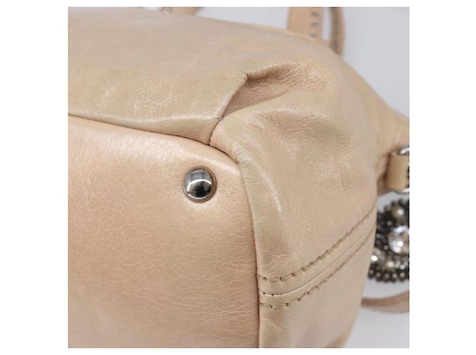 Borsa Miu Miu Vitellolux in pelle 2way Beige Silver Auth 197230V Argento - vista 16