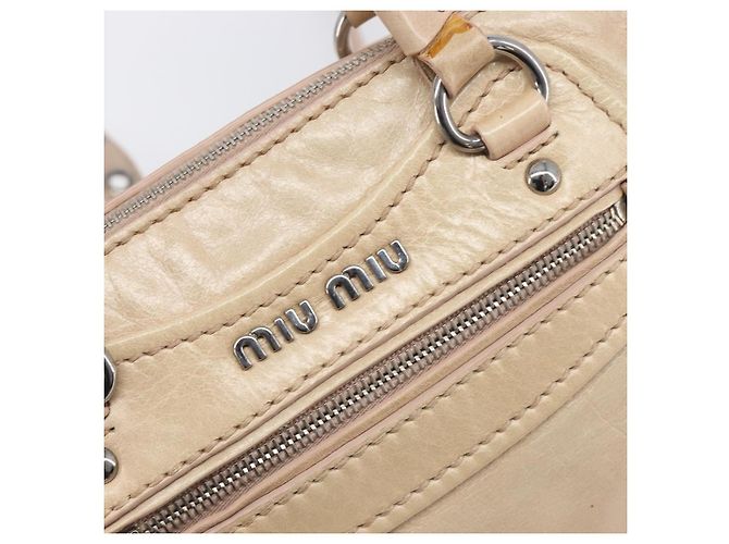 Borsa Miu Miu Vitellolux in pelle 2way Beige Silver Auth 197230V Argento - vista 19