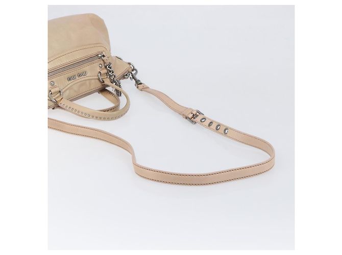 Borsa Miu Miu Vitellolux in pelle 2way Beige Silver Auth 197230V Argento - vista 9