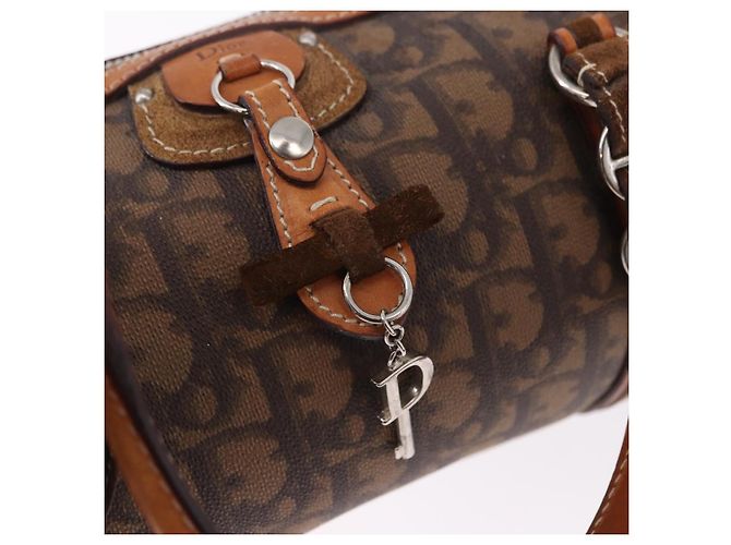 Borsa a mano Christian Dior Trotter Canvas Romantic PVC Marrone Argento Auth 195408SAV - vista 10