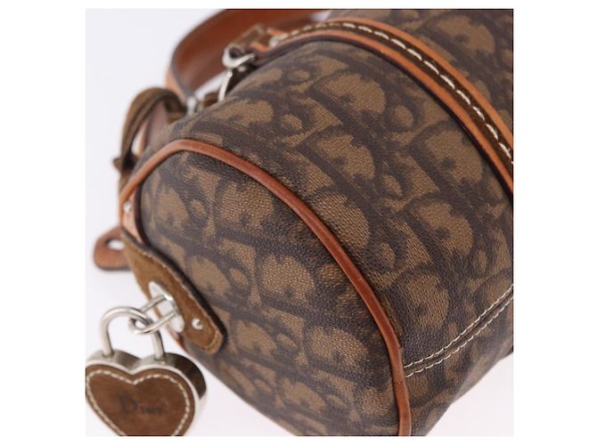 Borsa a mano Christian Dior Trotter Canvas Romantic PVC Marrone Argento Auth 195408SAV - vista 14