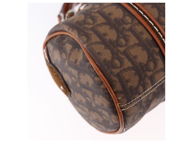 Borsa a mano Christian Dior Trotter Canvas Romantic PVC Marrone Argento Auth 195408SAV - vista 16