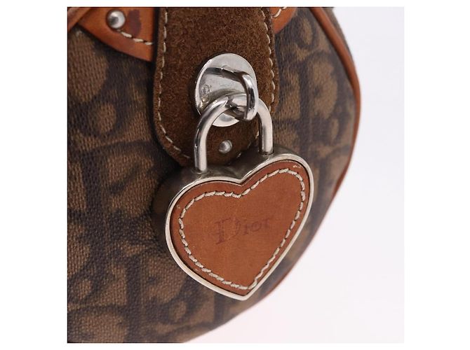 Borsa a mano Christian Dior Trotter Canvas Romantic PVC Marrone Argento Auth 195408SAV - vista 17