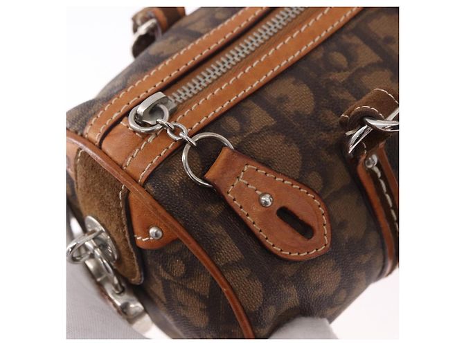 Borsa a mano Christian Dior Trotter Canvas Romantic PVC Marrone Argento Auth 195408SAV - vista 18