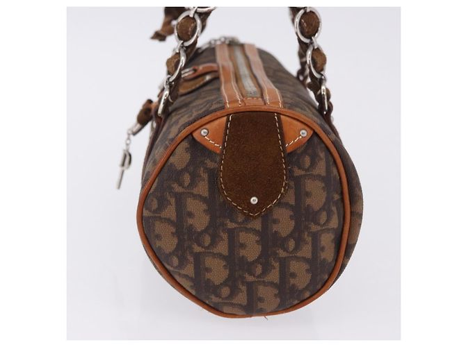 Borsa a mano Christian Dior Trotter Canvas Romantic PVC Marrone Argento Auth 195408SAV - vista 3