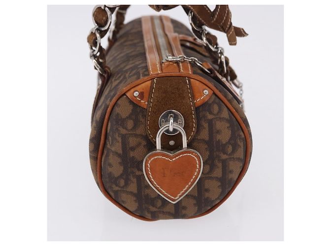 Borsa a mano Christian Dior Trotter Canvas Romantic PVC Marrone Argento Auth 195408SAV - vista 4