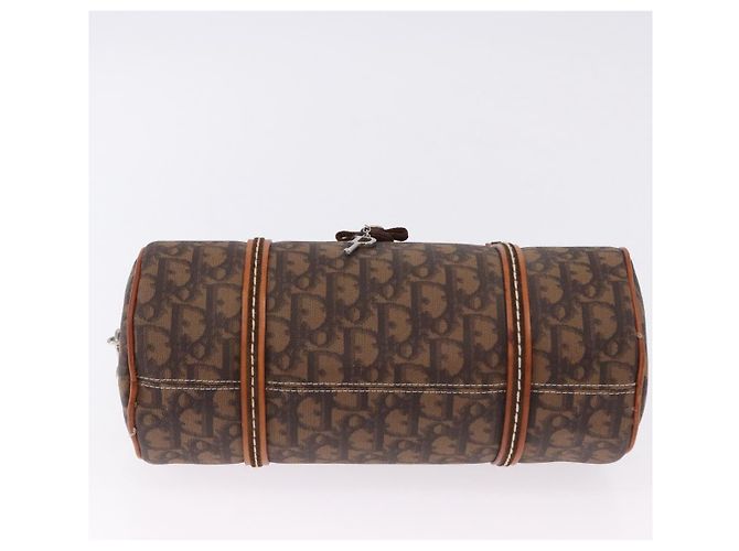 Borsa a mano Christian Dior Trotter Canvas Romantic PVC Marrone Argento Auth 195408SAV - vista 5