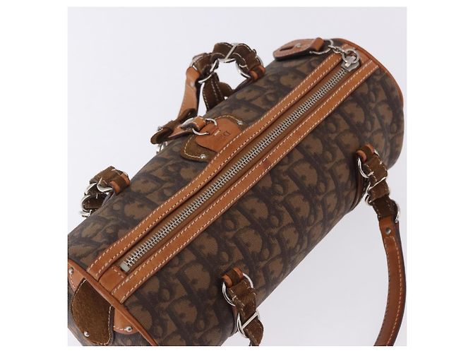 Borsa a mano Christian Dior Trotter Canvas Romantic PVC Marrone Argento Auth 195408SAV - vista 6