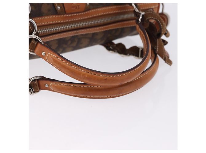Borsa a mano Christian Dior Trotter Canvas Romantic PVC Marrone Argento Auth 195408SAV - vista 7