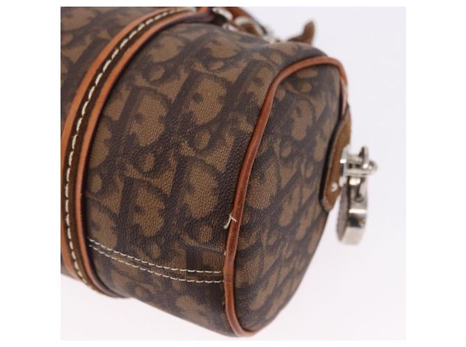Borsa a mano Christian Dior Trotter Canvas Romantic PVC Marrone Argento Auth 195408SAV - vista 9