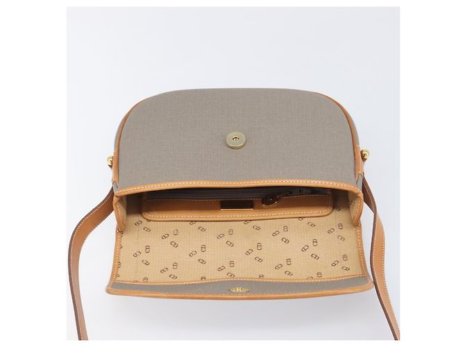 Borsa a tracolla Christian Dior PVC Canvas Gray Gold Auth BA15092 Marrone D'oro - vista 10
