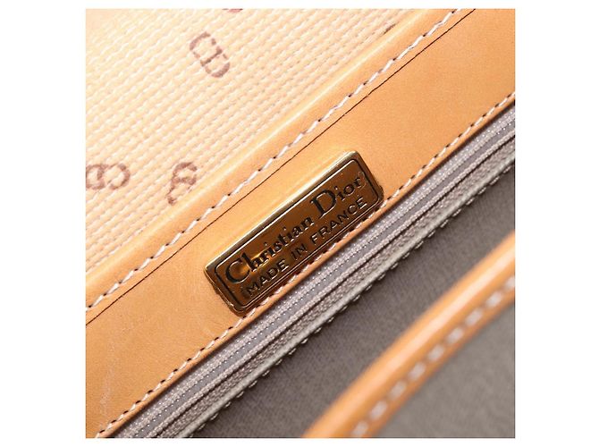 Borsa a tracolla Christian Dior PVC Canvas Gray Gold Auth BA15092 Marrone D'oro - vista 11