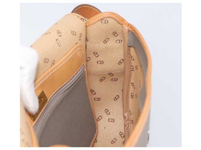 Borsa a tracolla Christian Dior PVC Canvas Gray Gold Auth BA15092 Marrone D'oro - vista 18