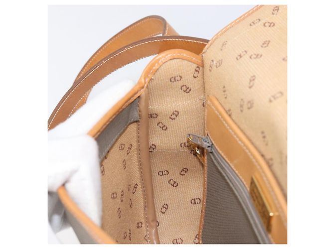 Borsa a tracolla Christian Dior PVC Canvas Gray Gold Auth BA15092 Marrone D'oro - vista 19