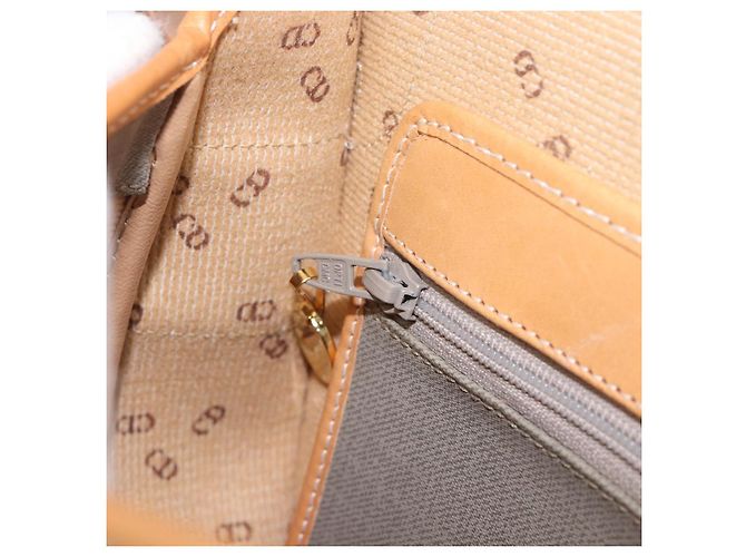 Borsa a tracolla Christian Dior PVC Canvas Gray Gold Auth BA15092 Marrone D'oro - vista 20