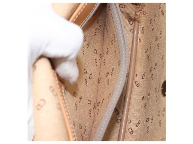 Borsa a tracolla Christian Dior PVC Canvas Gray Gold Auth BA15092 Marrone D'oro - vista 21