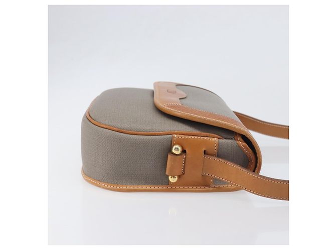 Borsa a tracolla Christian Dior PVC Canvas Gray Gold Auth BA15092 Marrone D'oro - vista 3