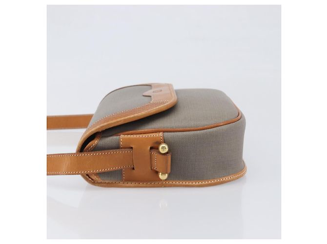 Borsa a tracolla Christian Dior PVC Canvas Gray Gold Auth BA15092 Marrone D'oro - vista 4