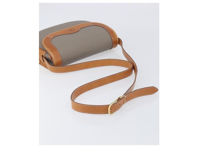 Borsa a tracolla Christian Dior PVC Canvas Gray Gold Auth BA15092 Marrone D'oro - vista 7
