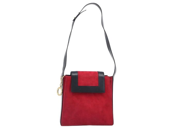 Céline Borsa a tracolla Circle CELINE Suede Red Gold Auth 198547A Rosso D'oro - vista 13