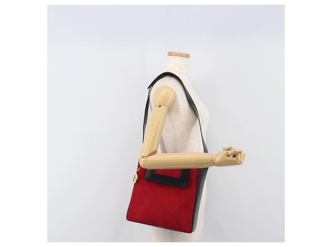 Céline Borsa a tracolla Circle CELINE Suede Red Gold Auth 198547A Rosso D'oro - vista 23