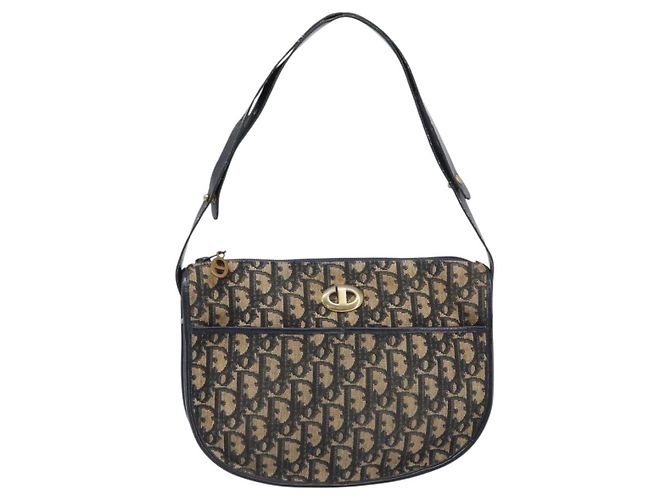 Borsa a tracolla Christian Dior Trotter Canvas Navy Gold Tone Auth 198886 Blu navy - vista 13