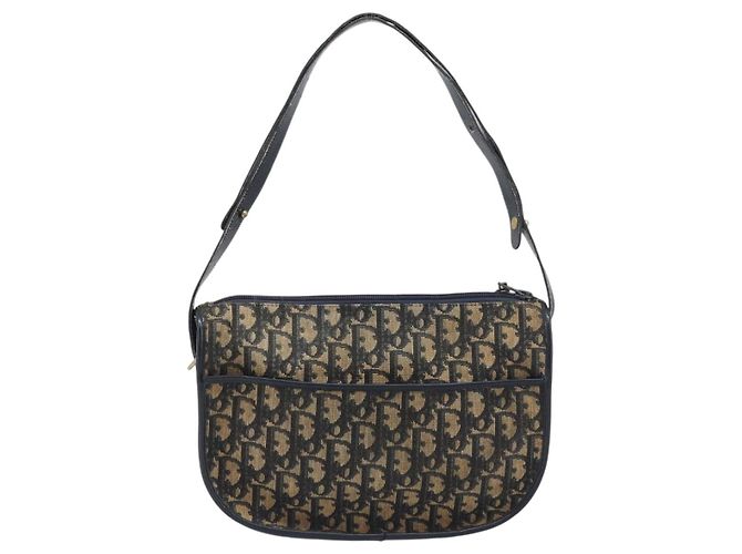 Borsa a tracolla Christian Dior Trotter Canvas Navy Gold Tone Auth 198886 Blu navy - vista 2