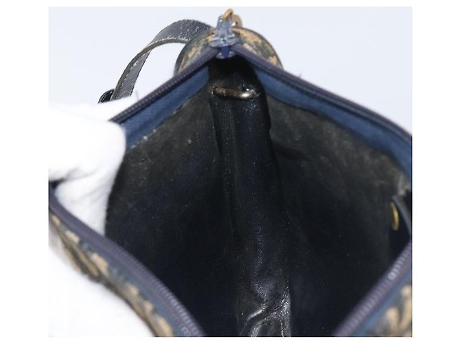 Borsa a tracolla Christian Dior Trotter Canvas Navy Gold Tone Auth 198886 Blu navy - vista 20