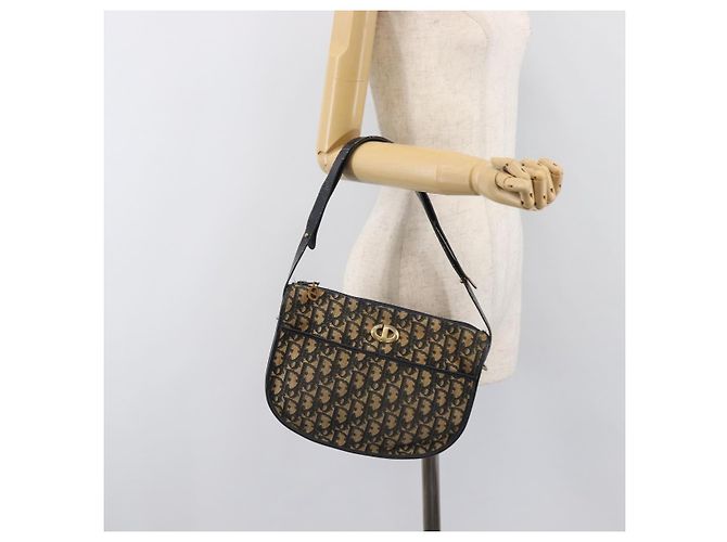 Borsa a tracolla Christian Dior Trotter Canvas Navy Gold Tone Auth 198886 Blu navy - vista 24
