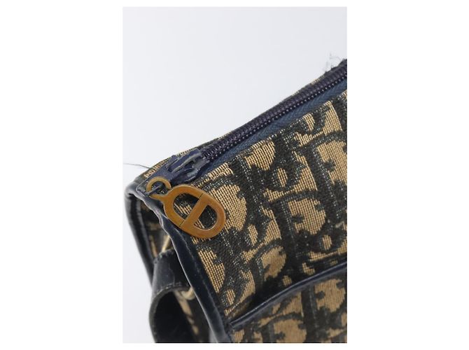 Borsa a tracolla Christian Dior Trotter Canvas Navy Gold Tone Auth 198886 Blu navy - vista 9