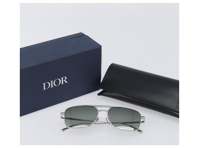 Gafas de sol Christian Dior metal Silver Auth BA15207M Plata - vista 12