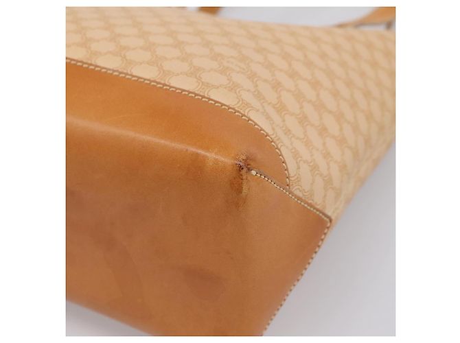 Céline CELINE Macadam Canvas Tote Bag PVC Leder Beige Gold Auth ka5912 Golden - Ansicht 16