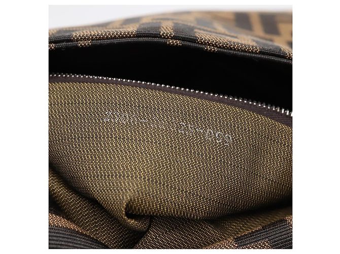 Borsa a tracolla FENDI Zucca Canvas Mamma Baguette Marrone Argento Auth BA15280V - vista 12