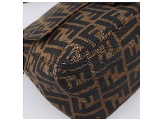 Borsa a tracolla FENDI Zucca Canvas Mamma Baguette Marrone Argento Auth BA15280V - vista 14