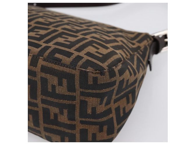 Borsa a tracolla FENDI Zucca Canvas Mamma Baguette Marrone Argento Auth BA15280V - vista 15