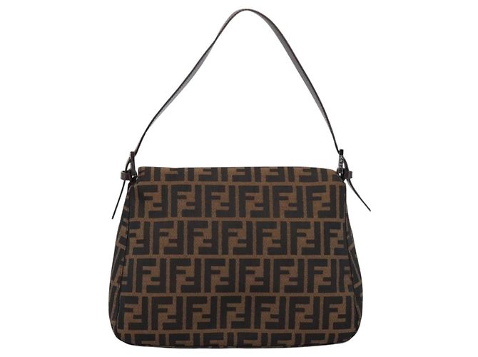 Borsa a tracolla FENDI Zucca Canvas Mamma Baguette Marrone Argento Auth BA15280V - vista 2