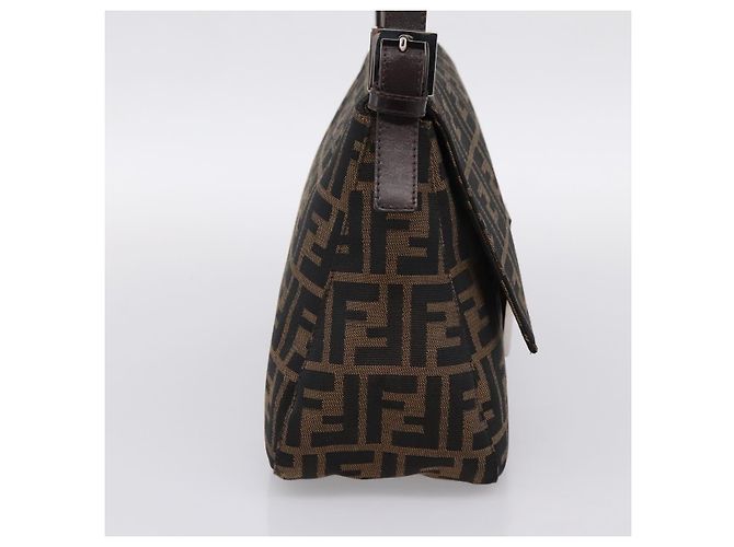 Borsa a tracolla FENDI Zucca Canvas Mamma Baguette Marrone Argento Auth BA15280V - vista 3