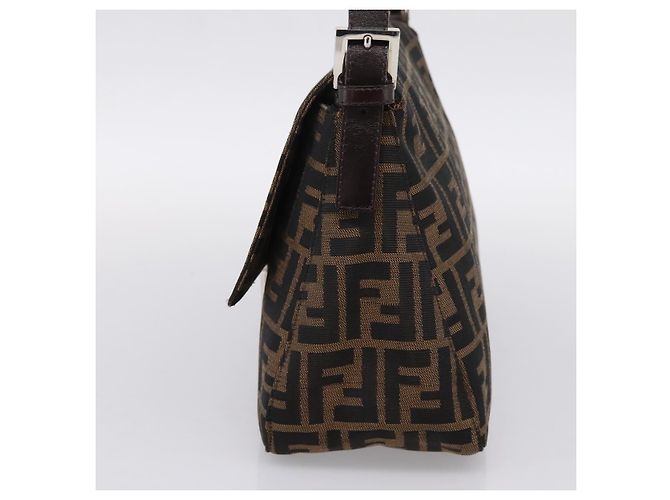 Borsa a tracolla FENDI Zucca Canvas Mamma Baguette Marrone Argento Auth BA15280V - vista 4