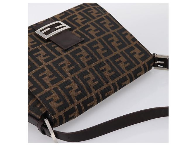 Borsa a tracolla FENDI Zucca Canvas Mamma Baguette Marrone Argento Auth BA15280V - vista 6