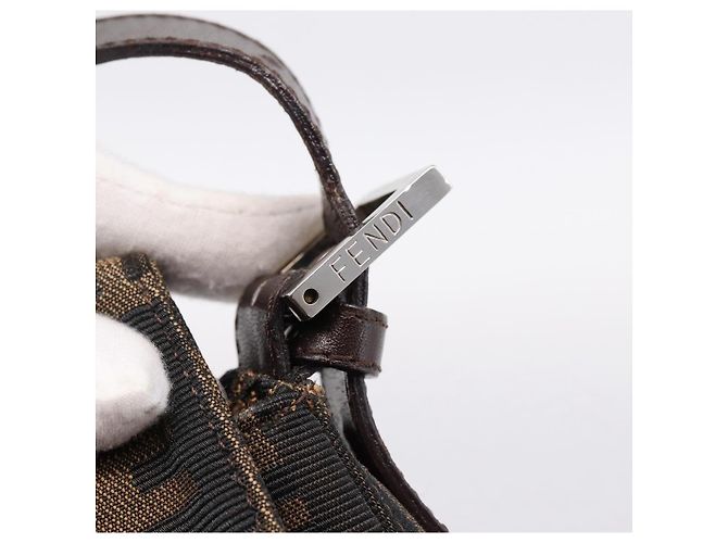 Borsa a tracolla FENDI Zucca Canvas Mamma Baguette Marrone Argento Auth BA15280V - vista 9