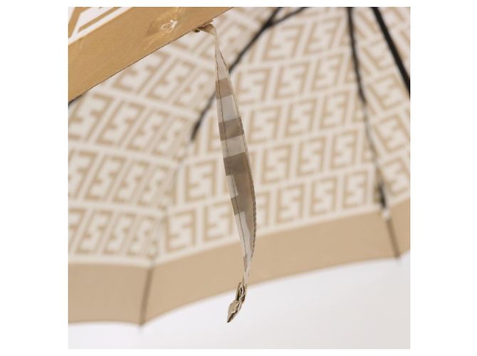 FENDI Zucca Canvas Folding Umbrella Beige Gold Auth 196709A Golden - view 13