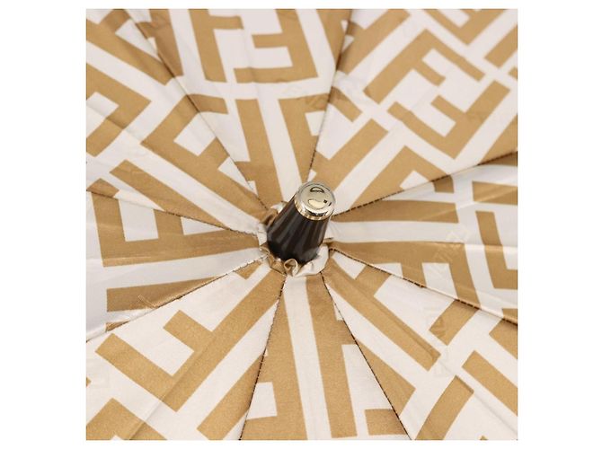 FENDI Zucca Canvas Folding Umbrella Beige Gold Auth 196709A Golden - view 7