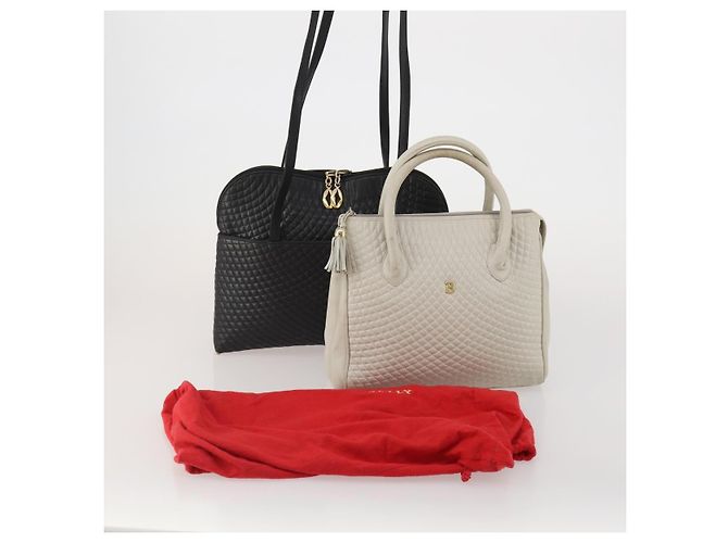 Borsa a tracolla BALLY in pelle Set da 2 Nero Bianco Auth bs36550 - vista 18