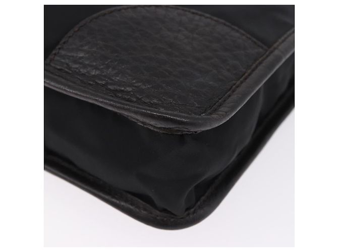 Borsa Tote PRADA Nylon Pelle Nero Tono Oro Auth am12459V - vista 15