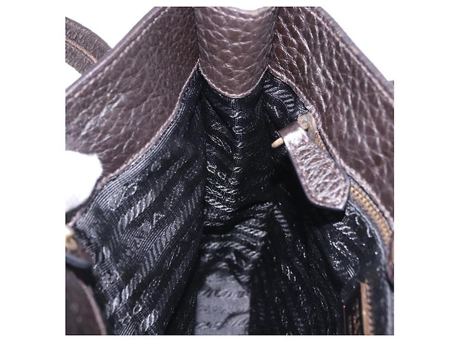 Borsa Tote PRADA Nylon Pelle Nero Tono Oro Auth am12459V - vista 21